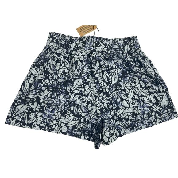 Christian Siriano NWT Blue Floral Shorts Pull on Linen Blend Size Large - Picture 2 of 4